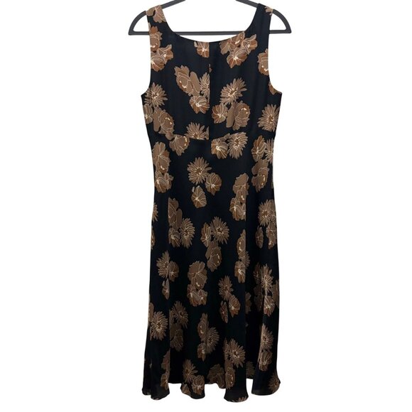 J. Crew Womens Black & Brown Floral Sleeveless Silk Dress Size 12 - Picture 2 of 6